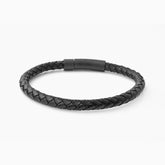 Riblor Leather Bracelet Fabio Black And Black Textured Clasp